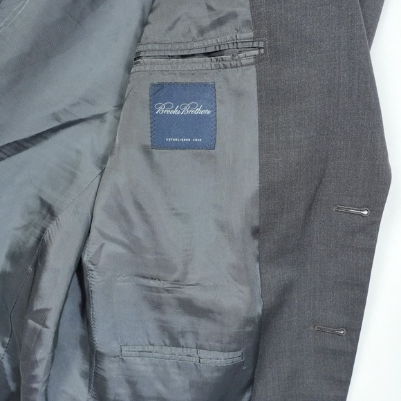 Brooks Brothers Blazer Men's Sz 42R Super 110s Worsted Wool Jacket Dark Charcoal - Picture 6 of 12